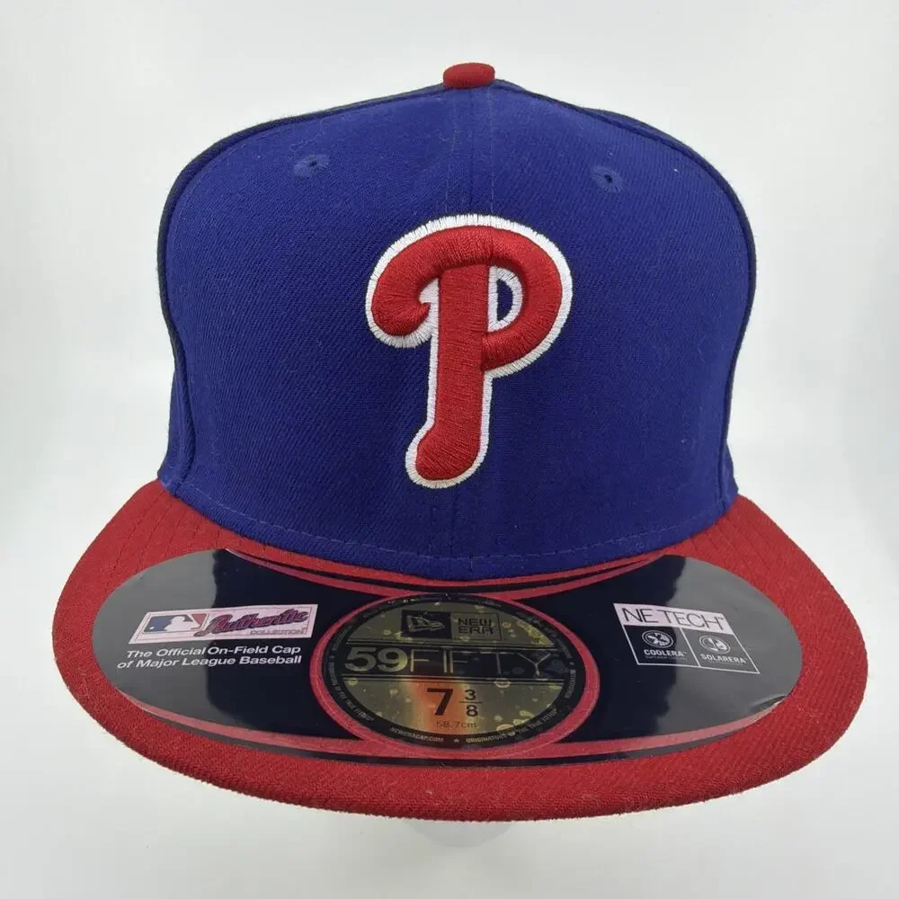 Philadelphia Phillies New Era 59FIFTY Fitted Hat 7 3/8 Blue/Red Baseball Cap